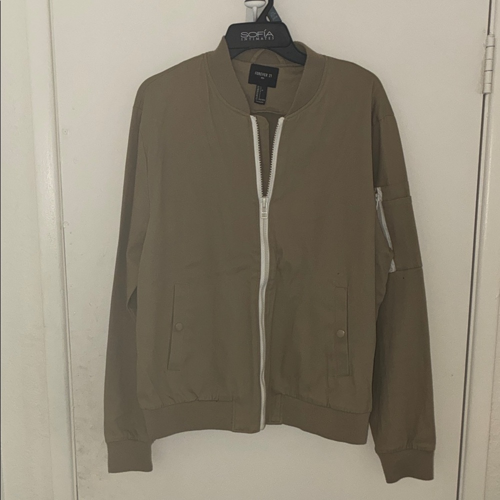 Forever 21 Bomber Jacket with White Zip